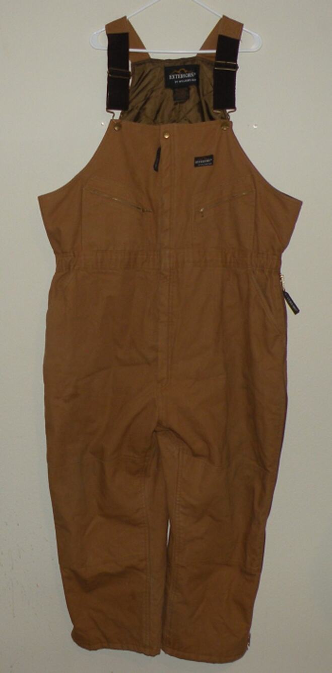 Williams Bay Exteriors Men’s 2XL Short Insulated Overalls Brown Side Zippers